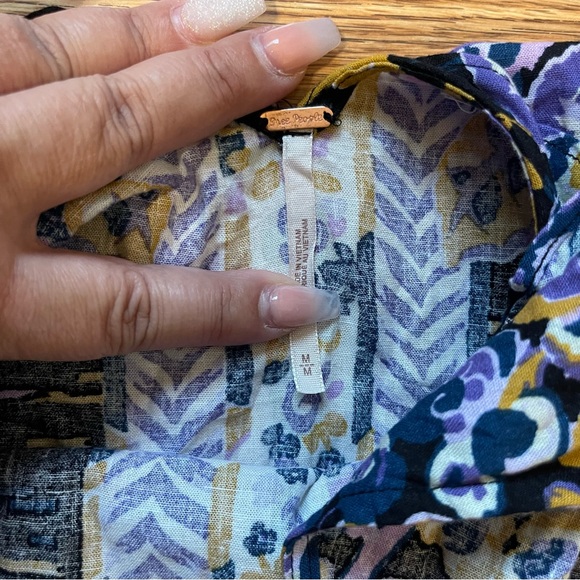 Free People - Summer In Tulum Floral Ruffle Tunic Linen Blend Size Medium - Picture 5 of 5